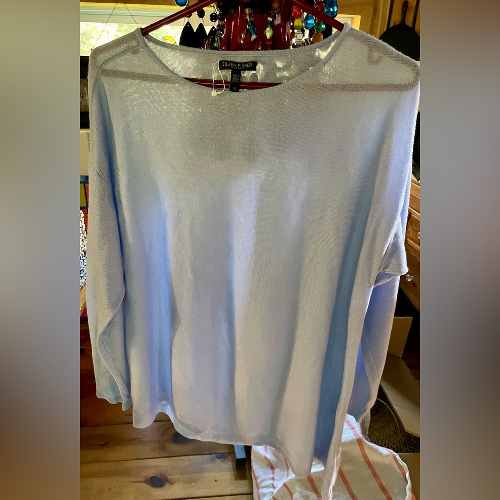 Never worn baby blue Eileen Fisher Engel and lyocell asymmetrical sweater 1X